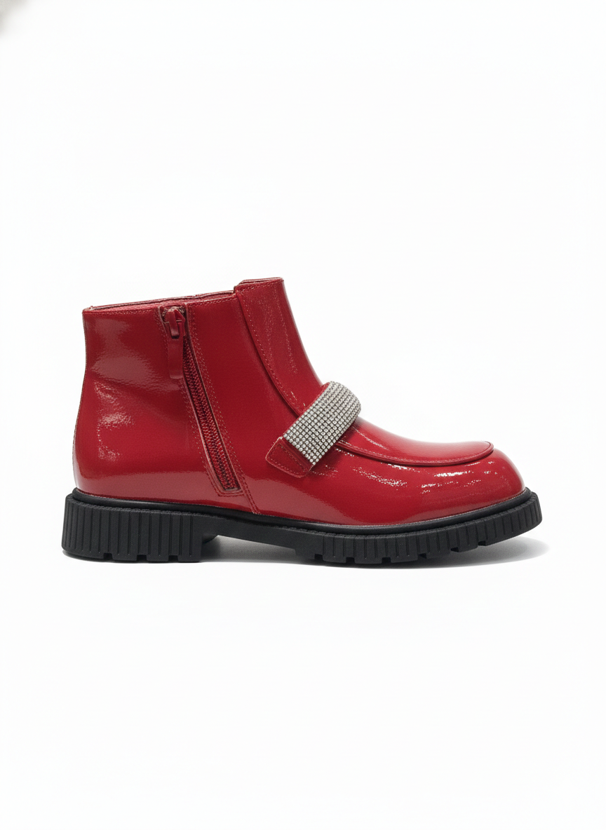Red Patent Ankle Boots