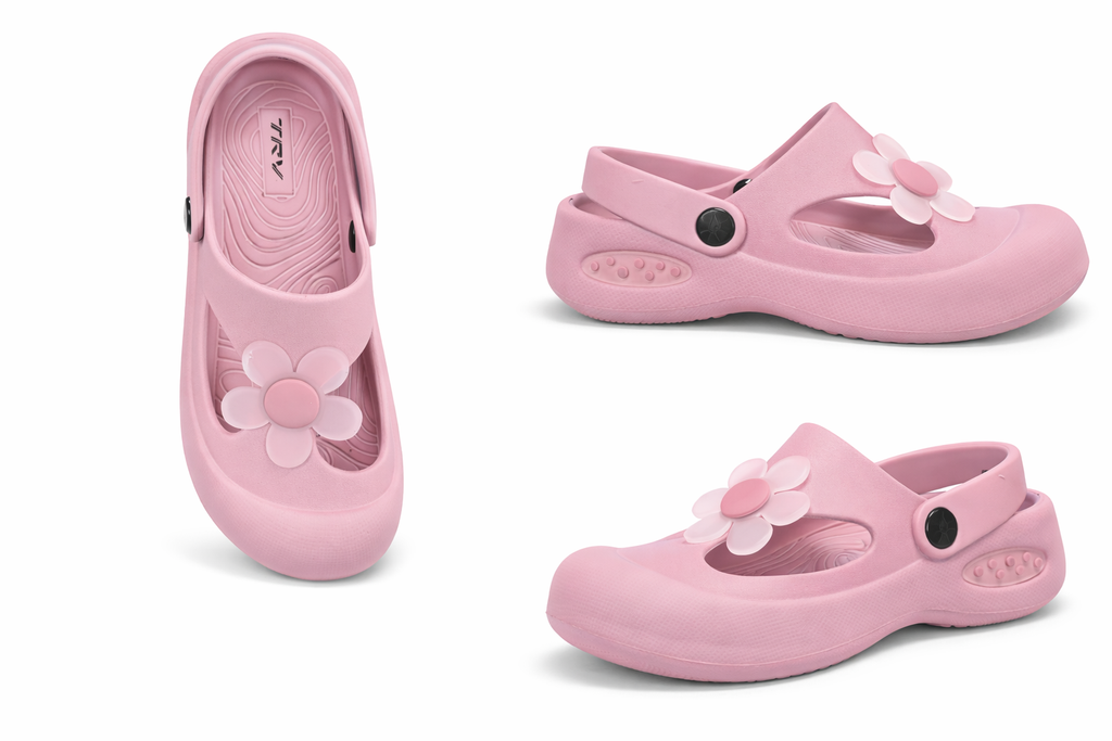 Girls pink flower casual colgs