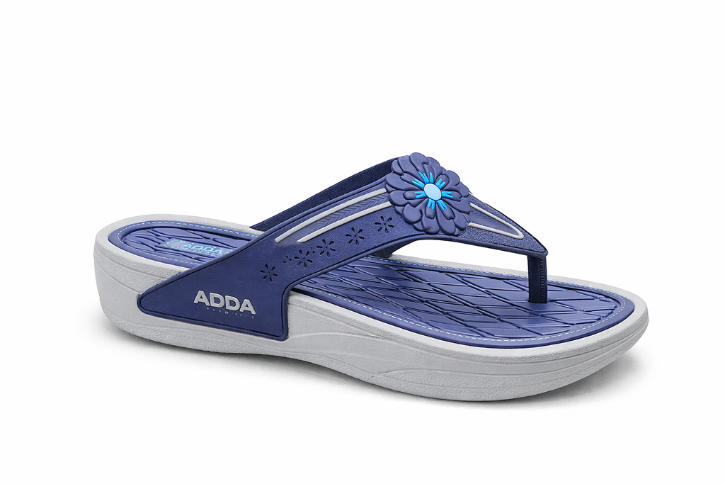 ADDA Women Flower Design Comfort Flip-Flops – Brown