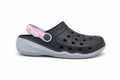 Girls Stylish Black Garden Clogs with Pink Strap and Fun Charm Decorations