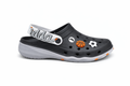 Kids Lightweight Black Clogs with Sports Charms – Basketball & Football Design