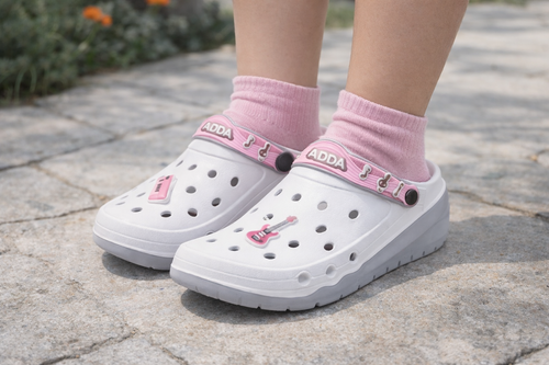 ADDA Kids White Clogs with Pink Strap | Lightweight Casual Comfort Sandals