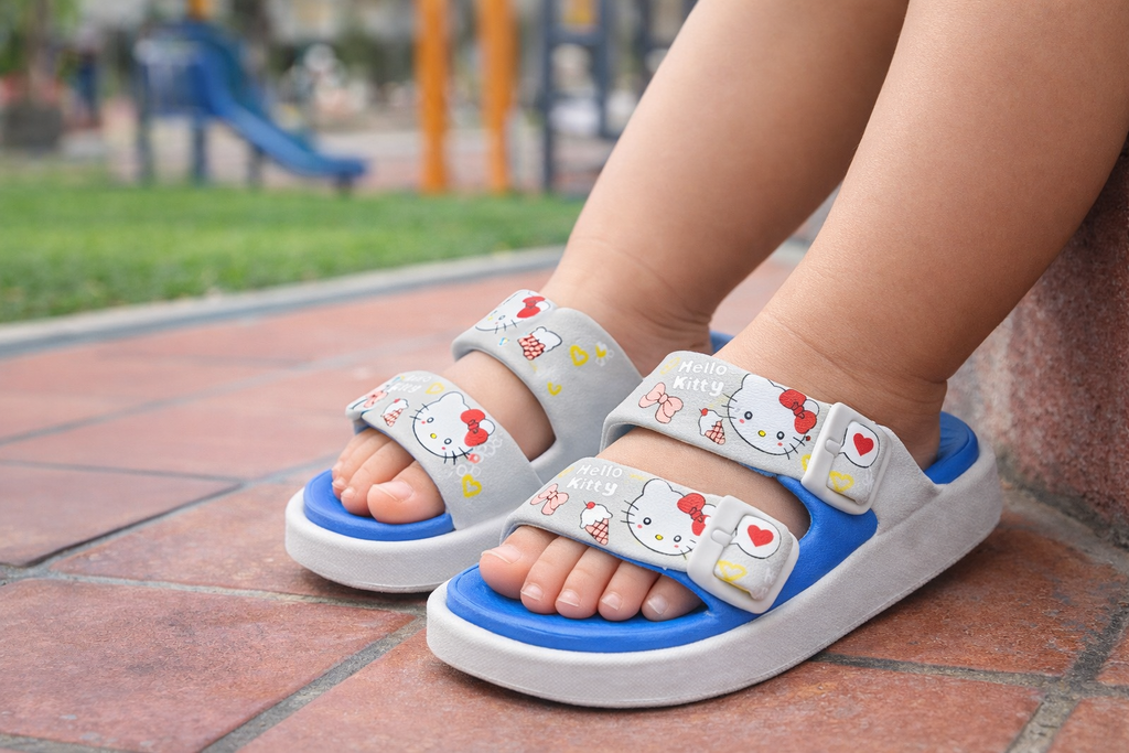 Hello Kitty Girls Sandals – Soft Sole Adjustable Cartoon Kids Footwear