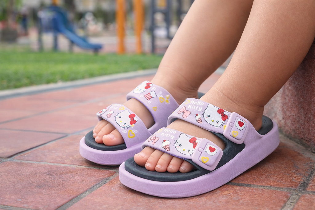 Hello Kitty Girls Sandals – Soft Sole Adjustable Cartoon Kids Footwear