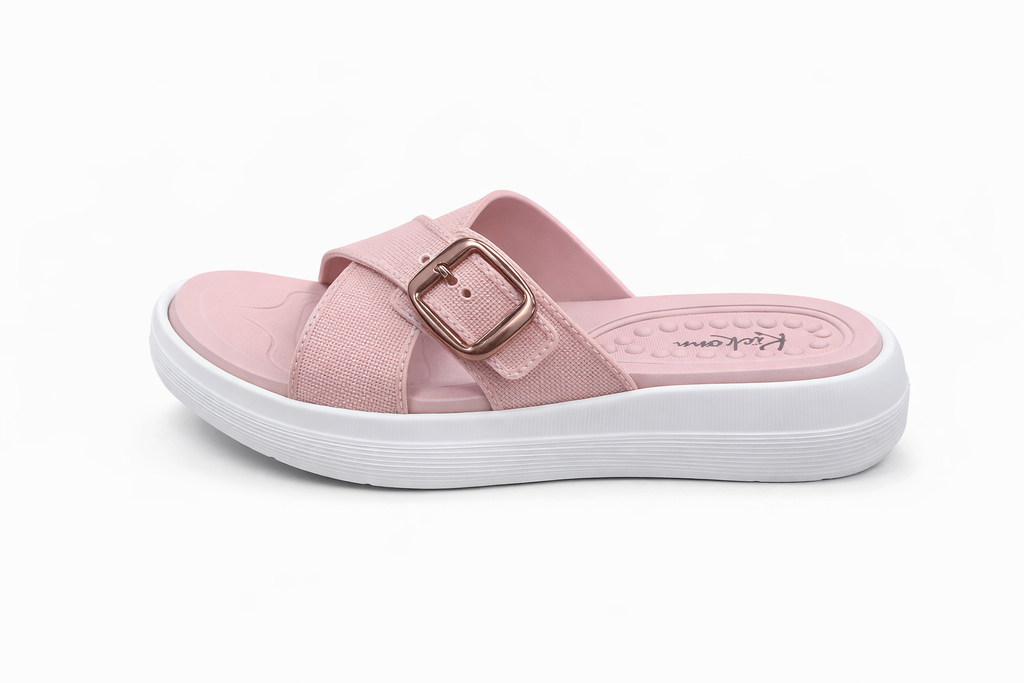Women’s Black Casual Comfort Slide Sandal | Adjustable Buckle | Lightweight Sole