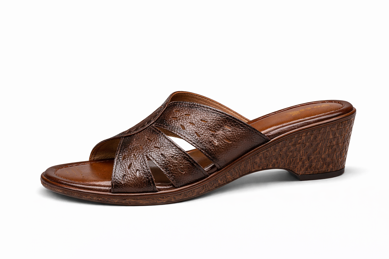 Elegant Brown Slip-On Wedge Sandals – Soft Comfort Design