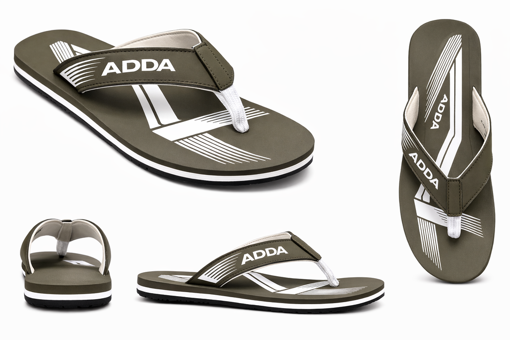 ADDA Men’s Olive Green Flip-Flops | Lightweight Comfortable Casual Slippers for Daily Wear