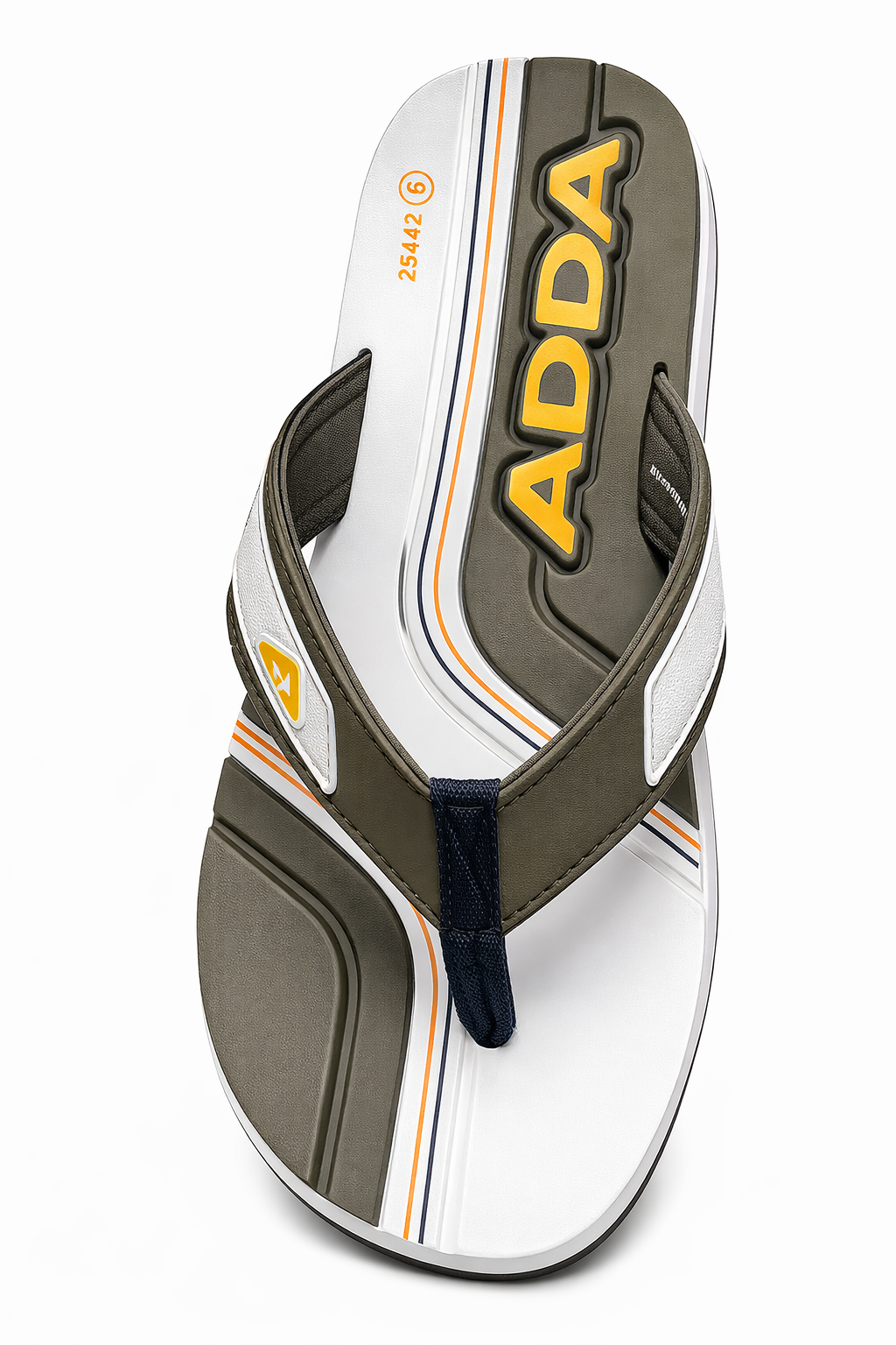 ADDA Men’s Olive & White Flip-Flops | Lightweight Comfortable Casual Slippers for Daily Wear