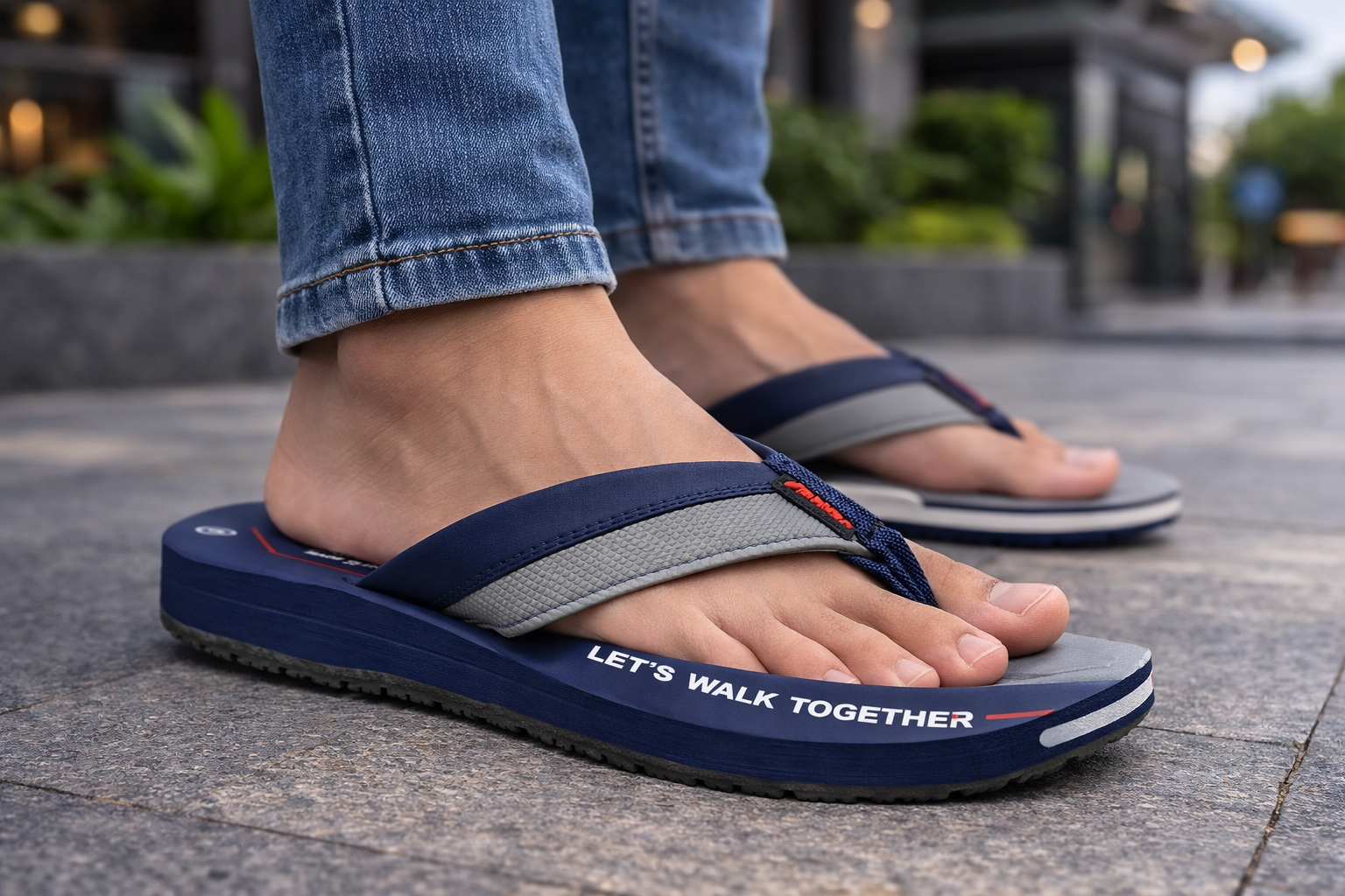 ADDA Men’s Navy Blue & Grey Flip-Flops | Lightweight Comfortable Casual Slippers for Daily Wear