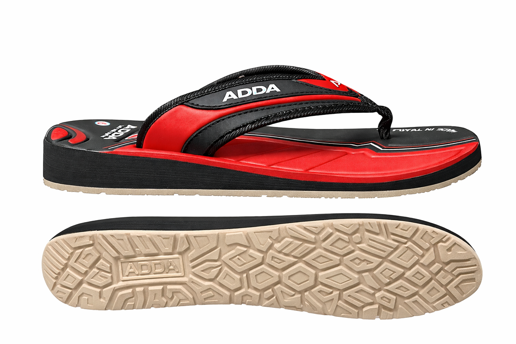 ADDA Men’s Navy White And Red Black Comfort Flip-Flops with Anti-Slip Sole