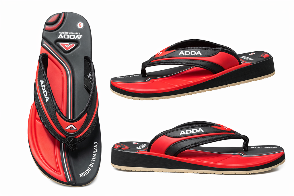 ADDA Men’s Navy White And Red Black Comfort Flip-Flops with Anti-Slip Sole
