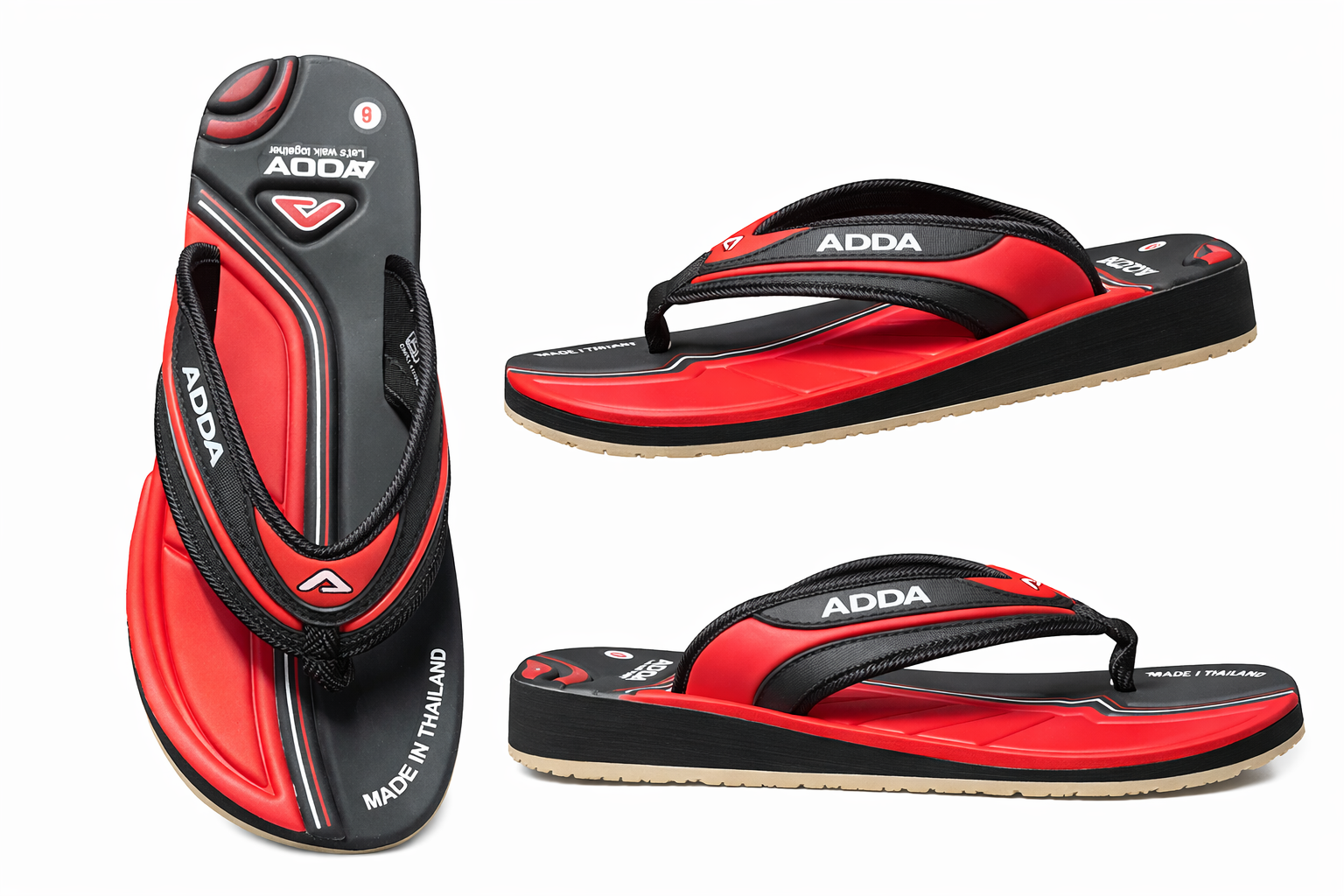 ADDA Men’s Navy White And Red Black Comfort Flip-Flops with Anti-Slip Sole