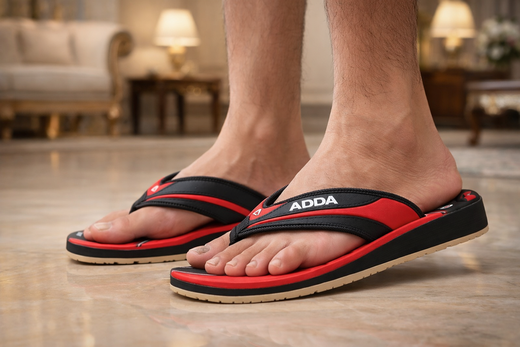 ADDA Men’s Navy White And Red Black Comfort Flip-Flops with Anti-Slip Sole