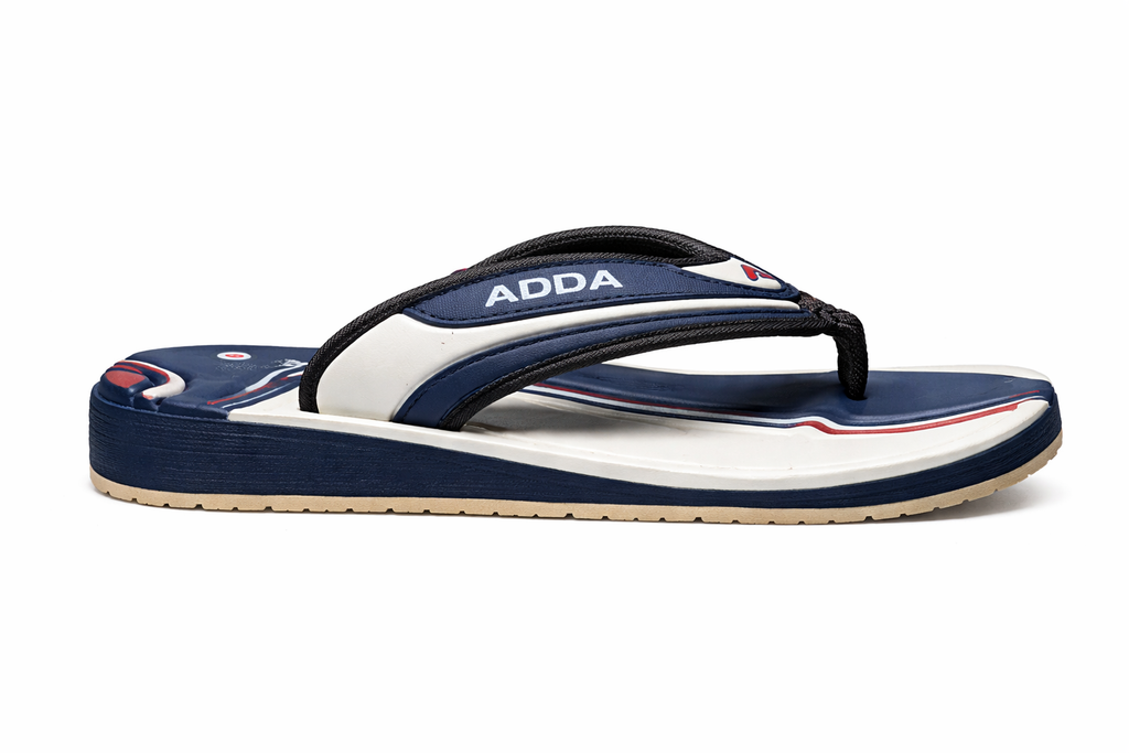 ADDA Men’s Navy White And Red Black Comfort Flip-Flops with Anti-Slip Sole
