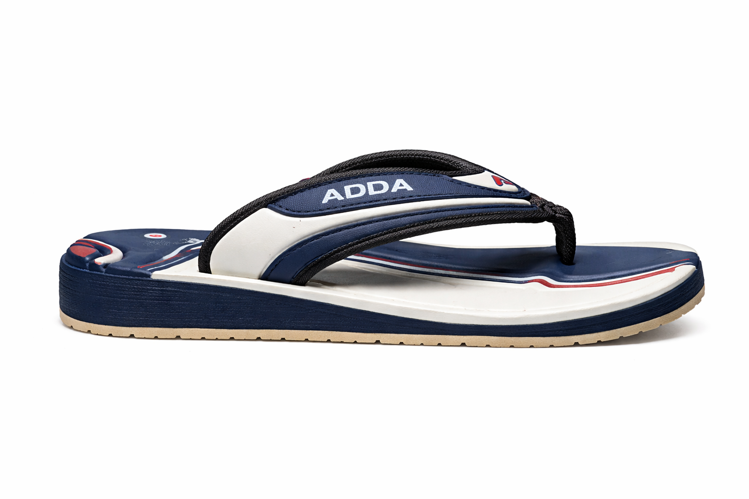 ADDA Men’s Navy White And Red Black Comfort Flip-Flops with Anti-Slip Sole