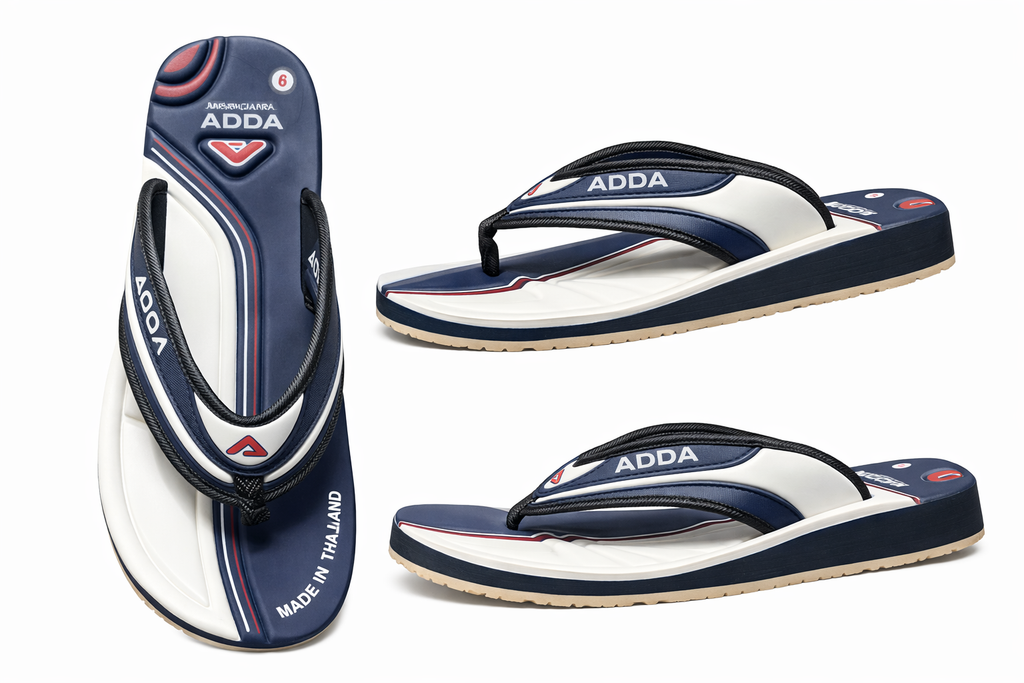 ADDA Men’s Navy White And Red Black Comfort Flip-Flops with Anti-Slip Sole