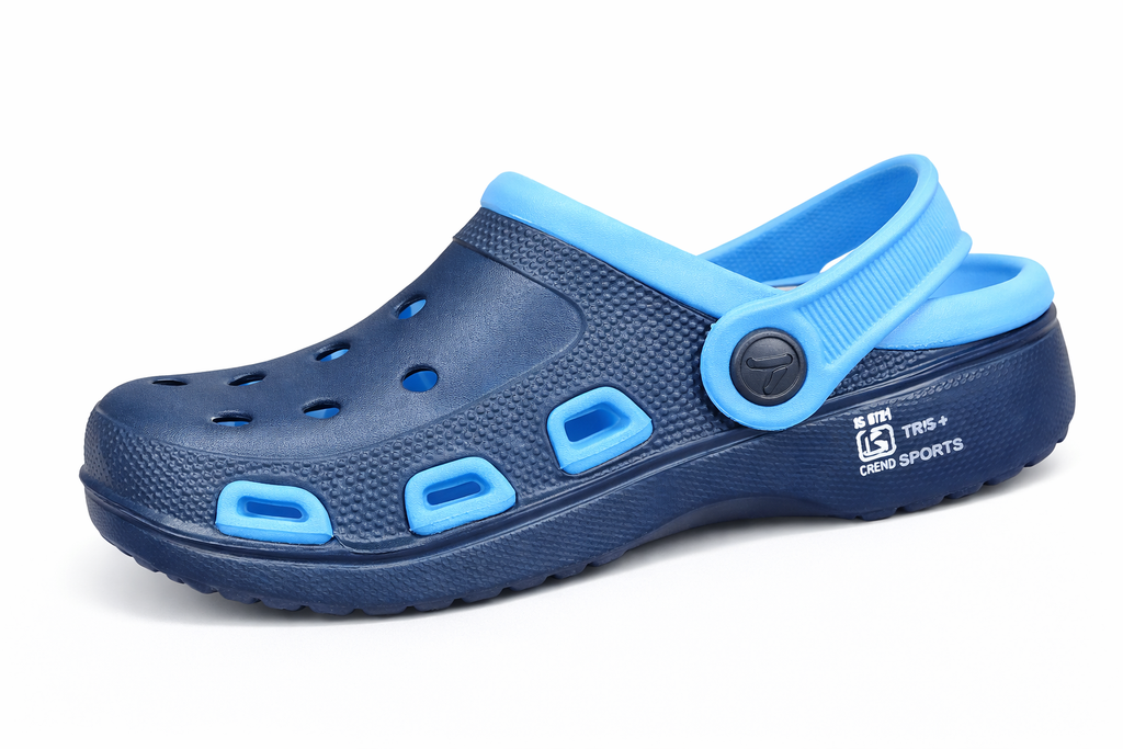 Navy Blue & Sky Blue Lightweight Comfort Clogs – Breathable Casual Slip-On Sandals