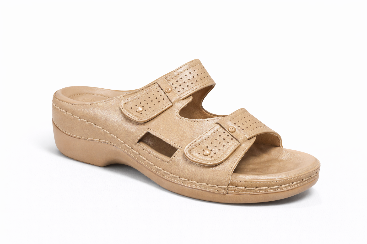 Women’s Comfort Wedge Sandals – Beige Casual Slip-On Summer Footwear