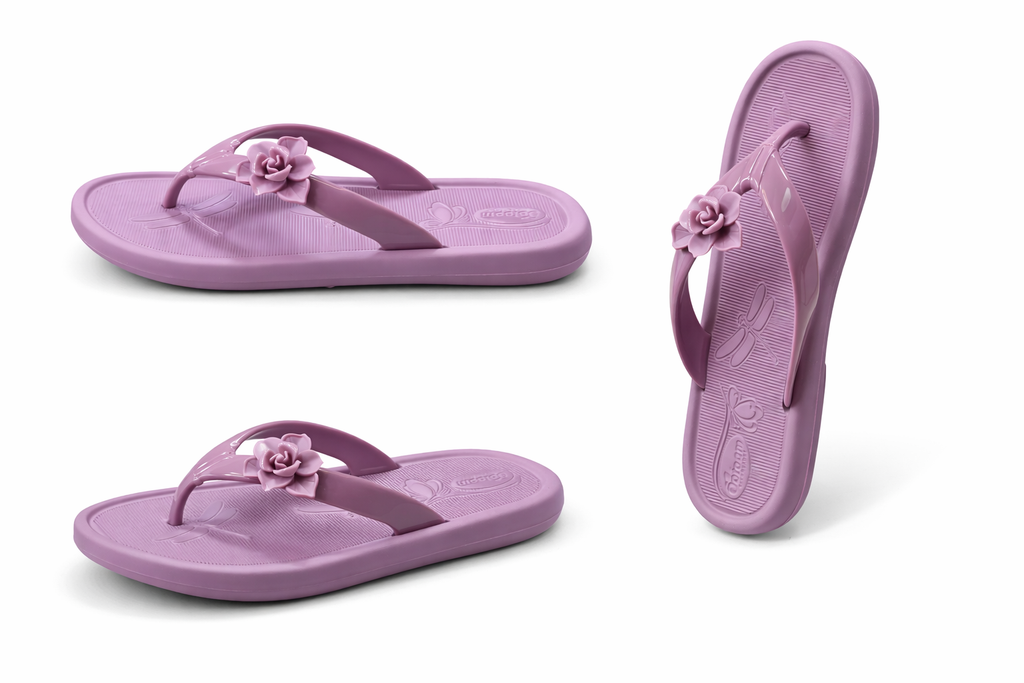 Women’s Brown Floral Flip Flops – Lightweight Comfortable Casual Slipper