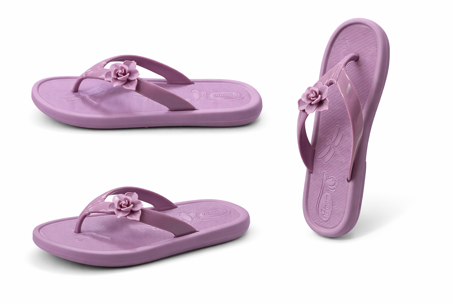 Women’s Brown Floral Flip Flops – Lightweight Comfortable Casual Slipper