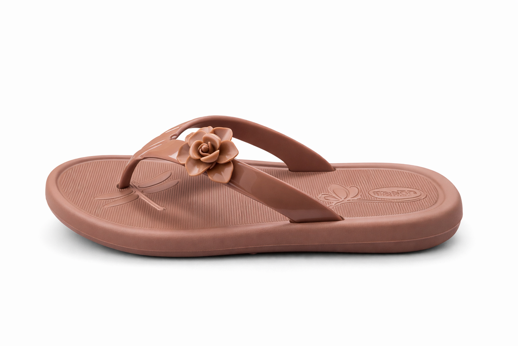 Women’s Brown Floral Flip Flops – Lightweight Comfortable Casual Slipper