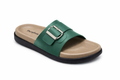 Women’s Green Buckle Slide Sandals – Comfortable Casual Flat Slippers