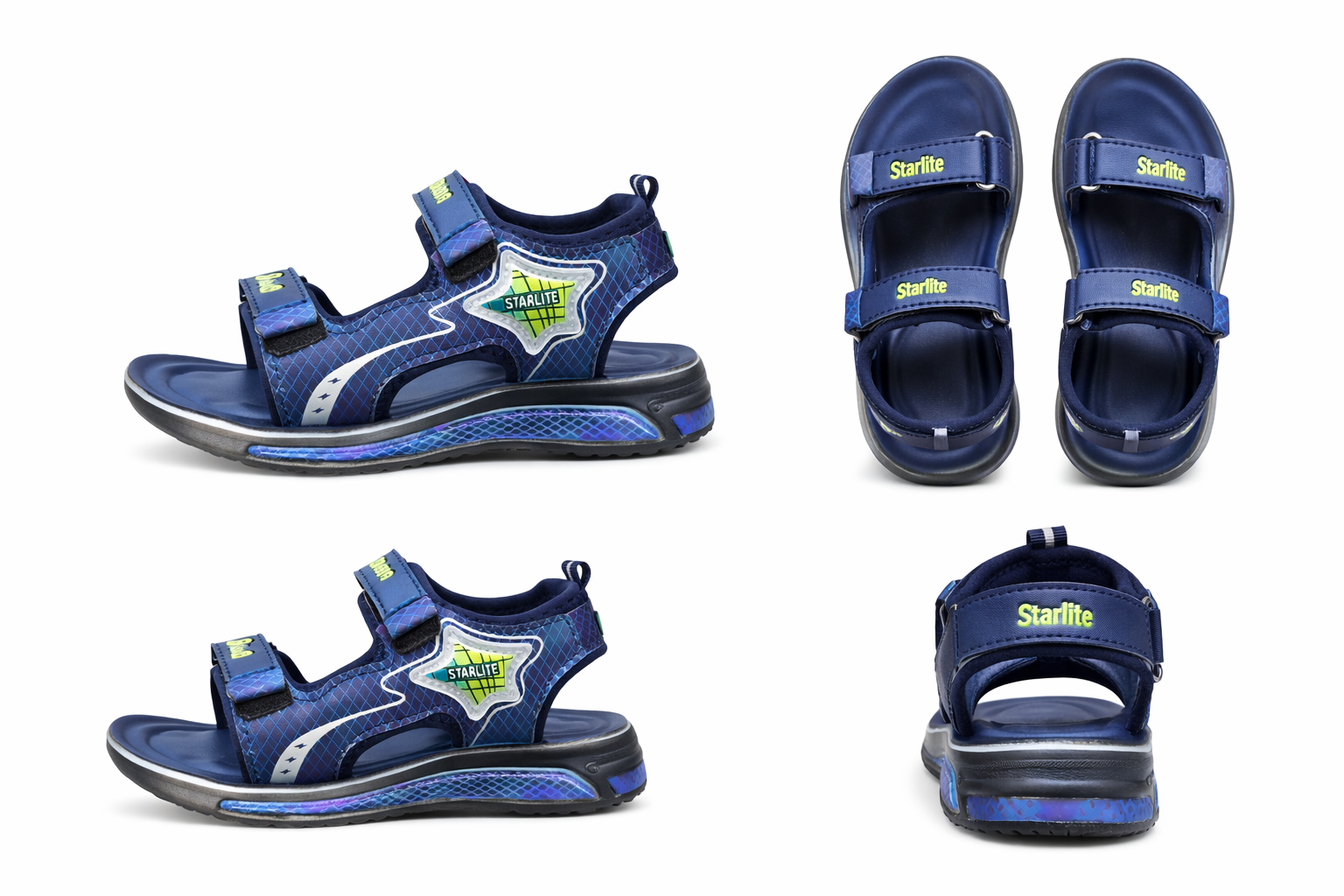 Starlite Kids Navy Blue Sports Sandals – Lightweight Velcro Strap Outdoor Sandals