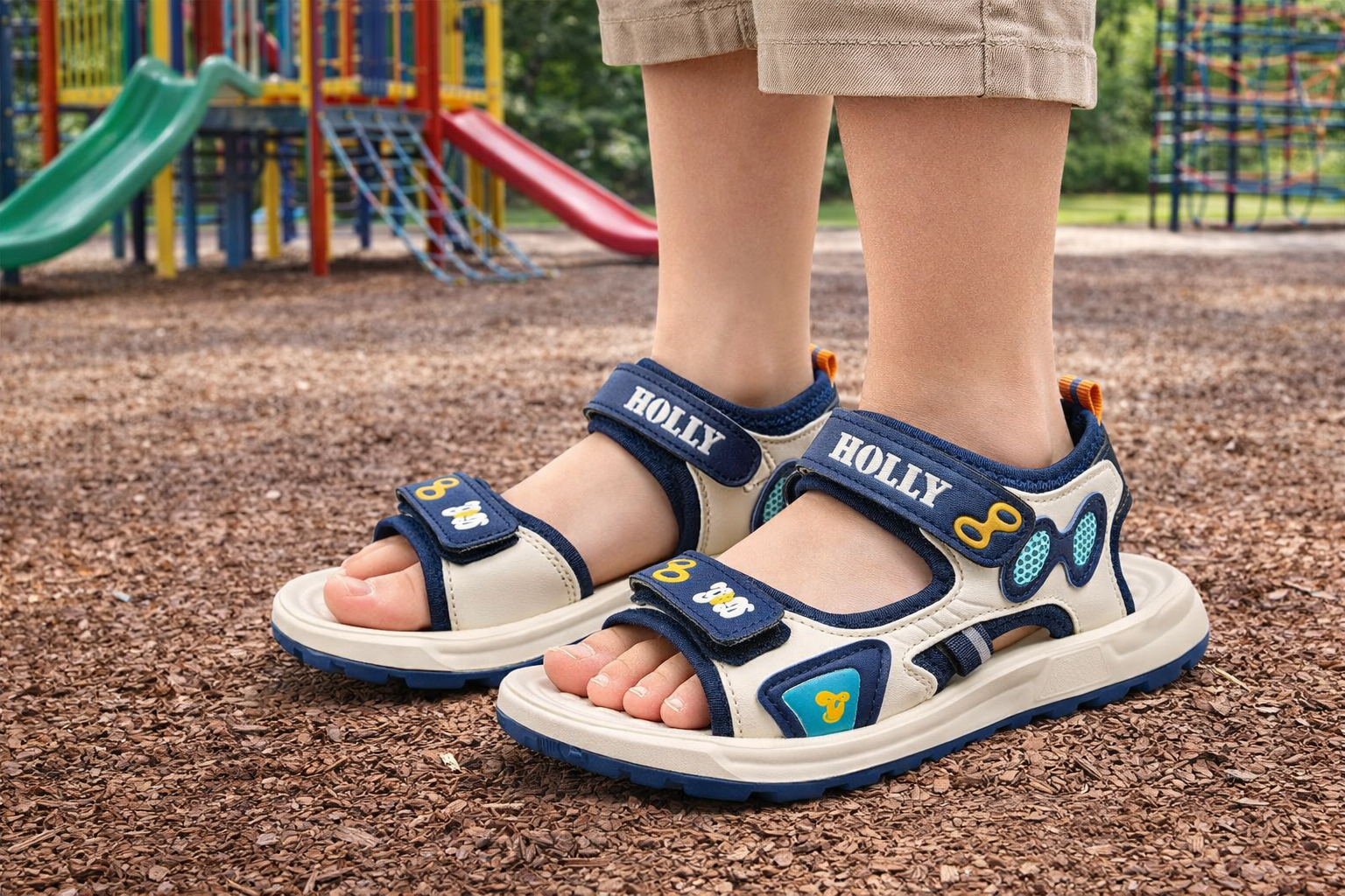 Kids Sport Sandals – Navy Blue Comfortable Outdoor Play Sandal with Adjustable Velcro Straps