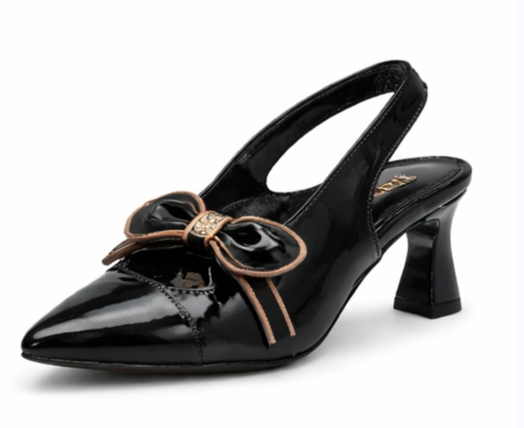 Patent Slingback Heel with Bow Detail