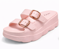 Women’s Pink Double Buckle Platform Slide