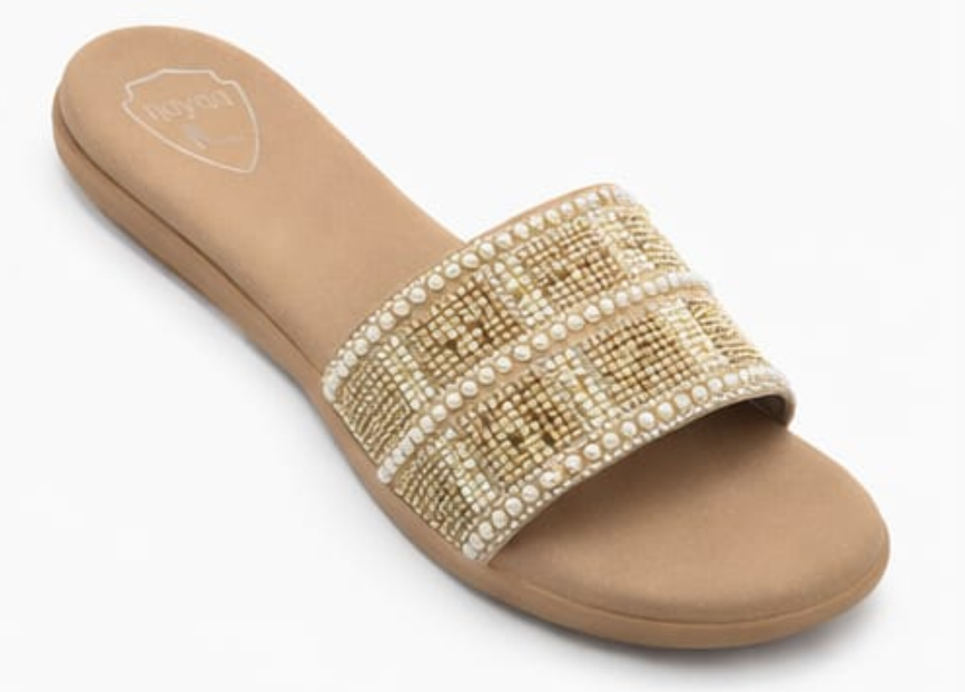 Pearl Luxe Check Slides