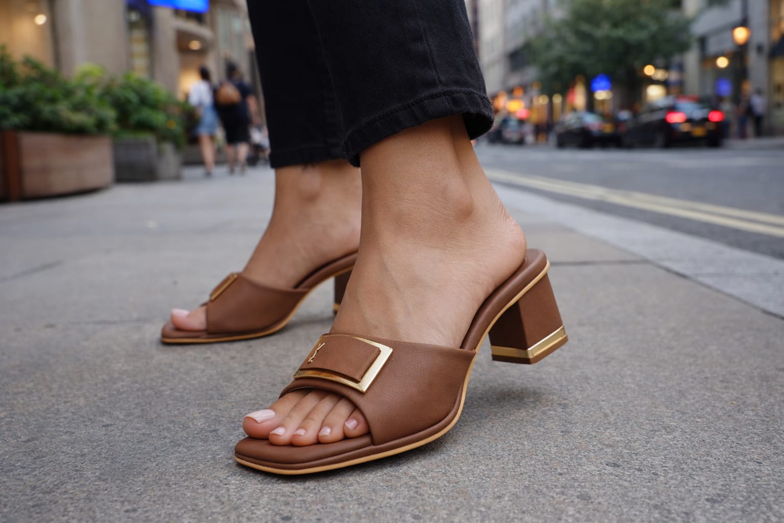 stylish women’s block-heel mule