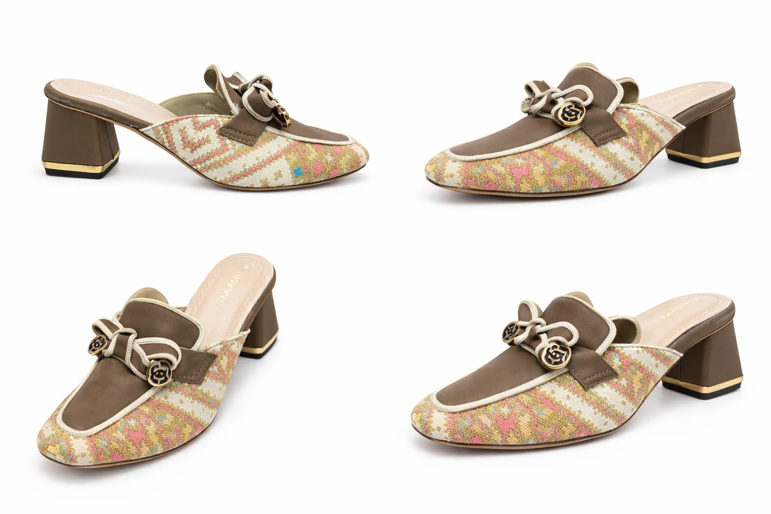 women’s ethnic-inspired block heel mule