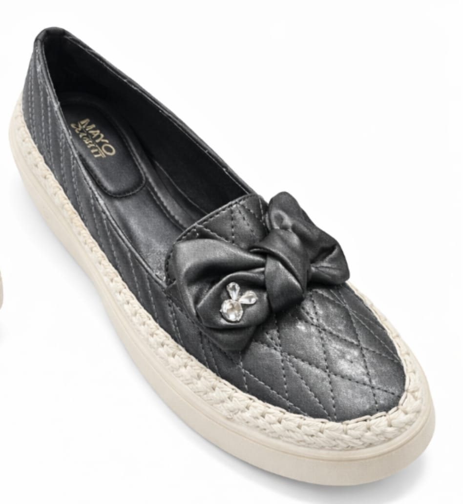 Women’s Quilted Bow Detail Slip-On Platform Shoes