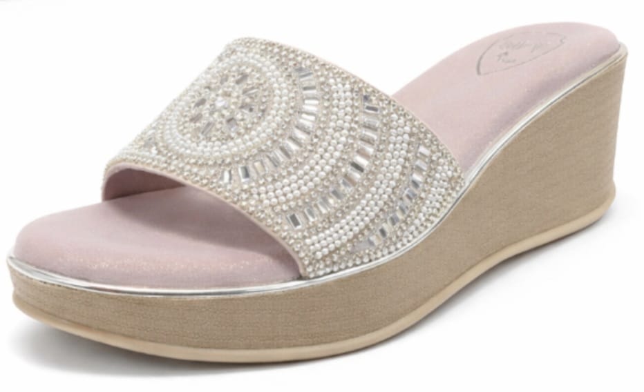 Women’s Pearl Embellished Wedge Slide