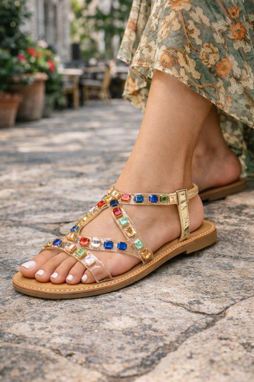 Royal Crystal Charm Flats