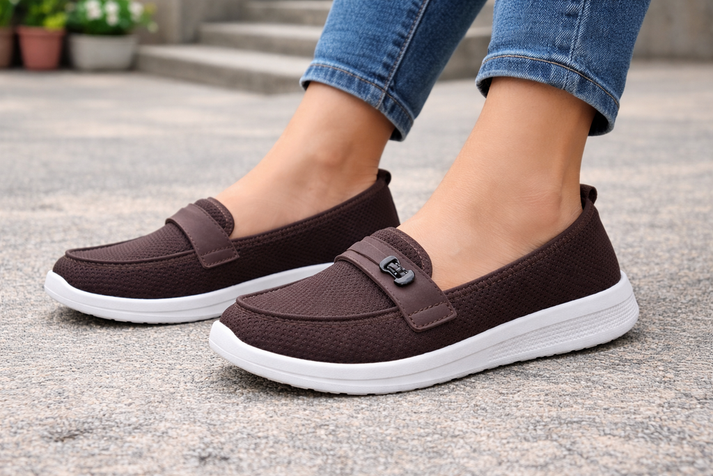 Women's Lightweight Casual Slip-On Shoes – Comfortable Everyday Walking Loafers (Black)