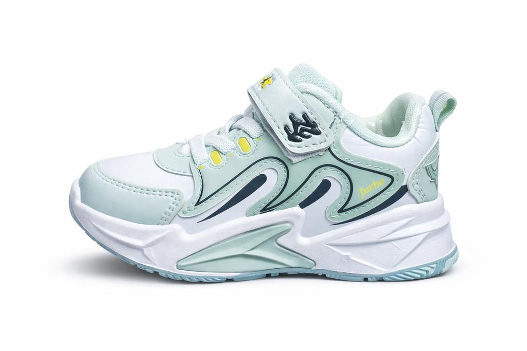 Kids Mint Green Velcro Sports Sneakers – Lightweight Comfortable Running Shoes for Boys & Girls