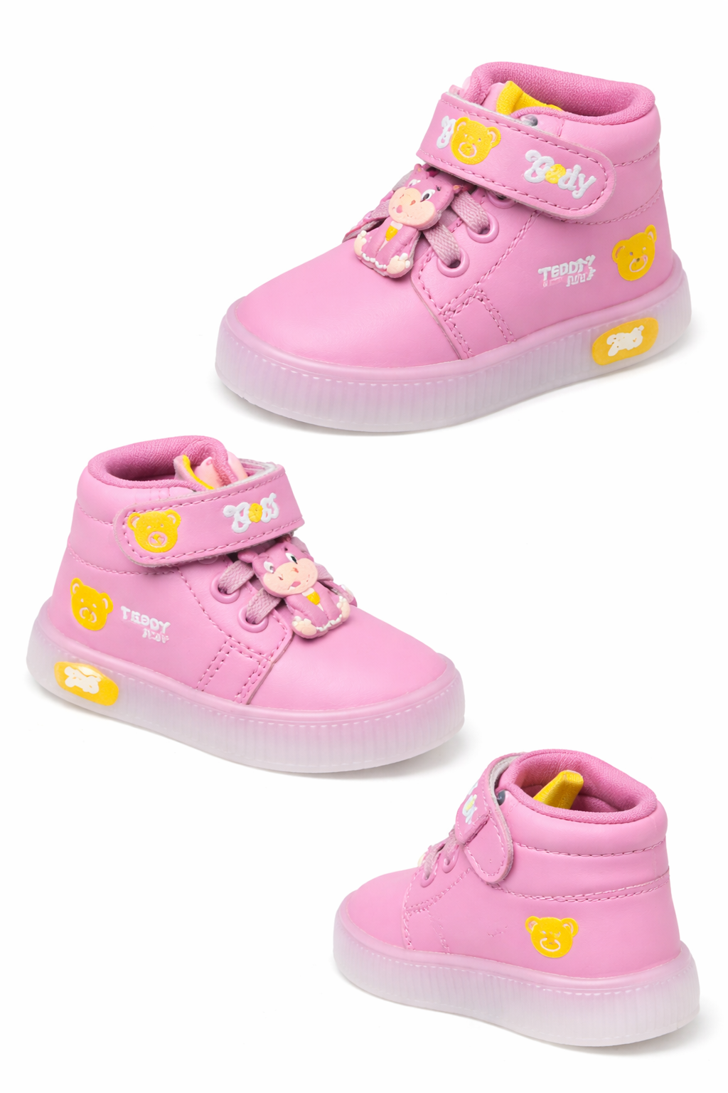 Cute Pink Teddy Kids Casual Sneakers – Soft & Comfortable Baby Shoes
