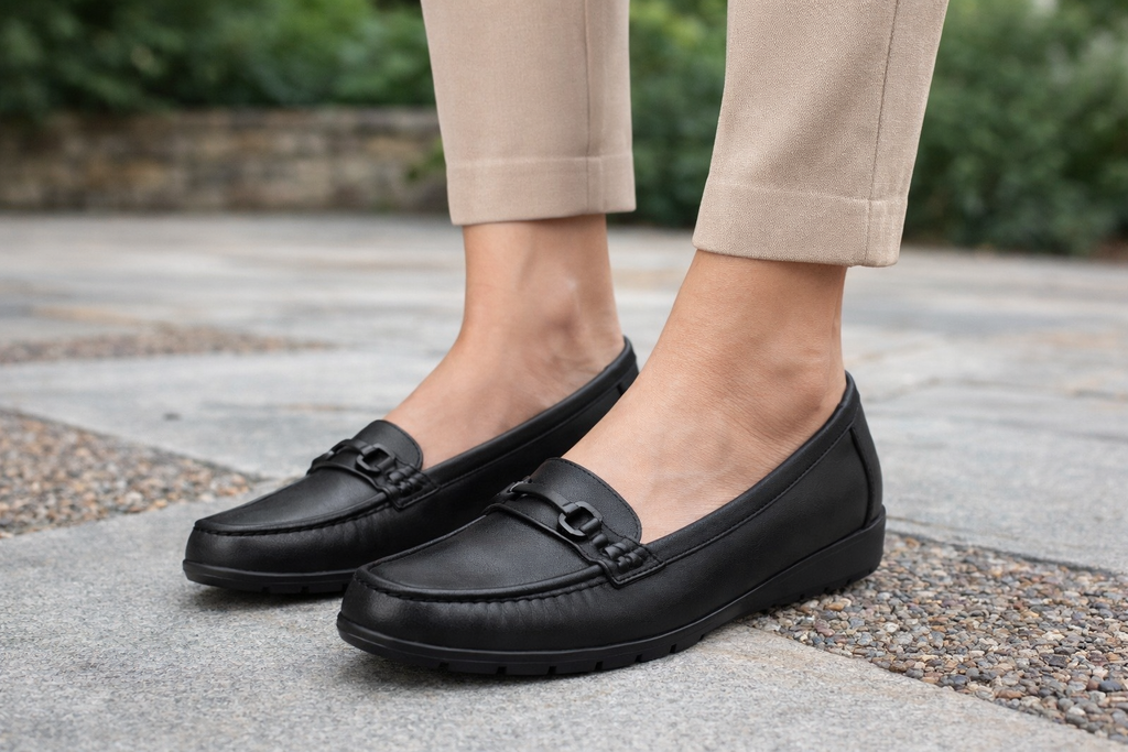 Women’s Black Comfort Loafers – Stylish Slip-On Casual Shoes