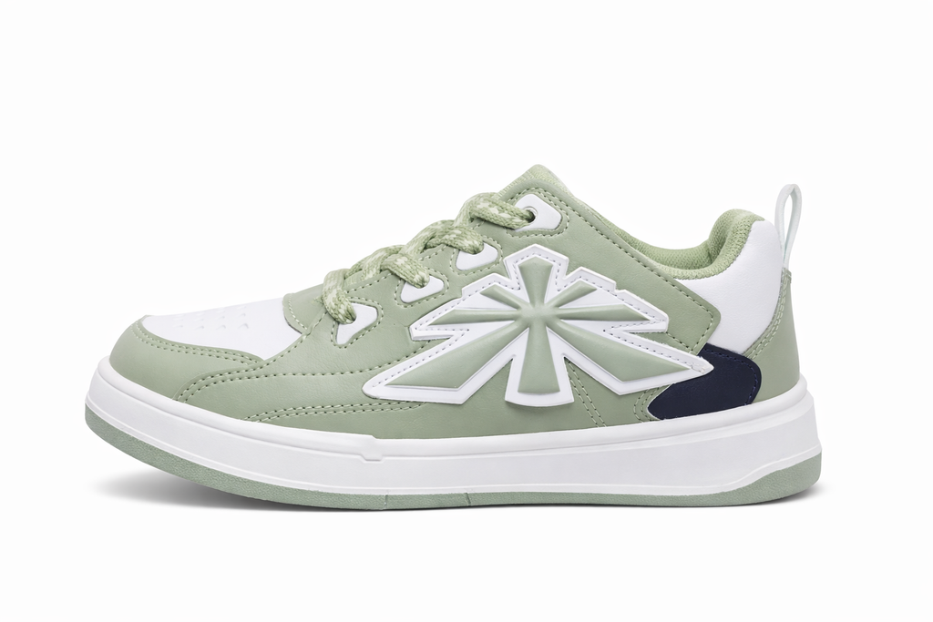 Kids Stylish Casual Sneakers – Green & White Comfortable Everyday Shoes