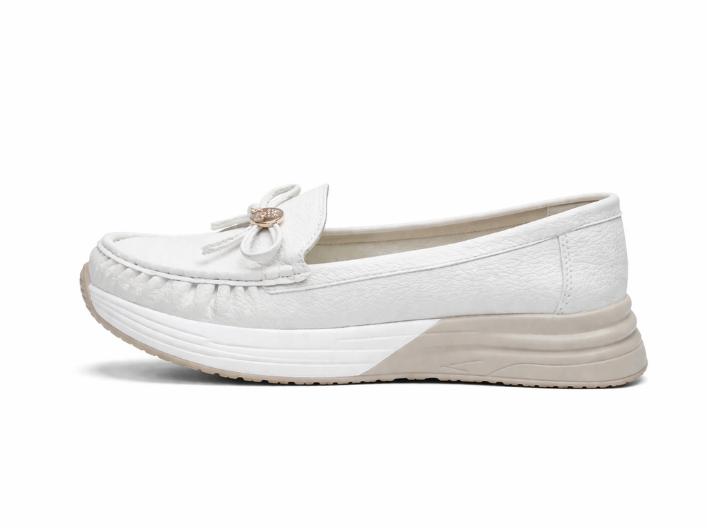 Women Beige Comfort Platform Loafers – Stylish Casual Walking Shoes