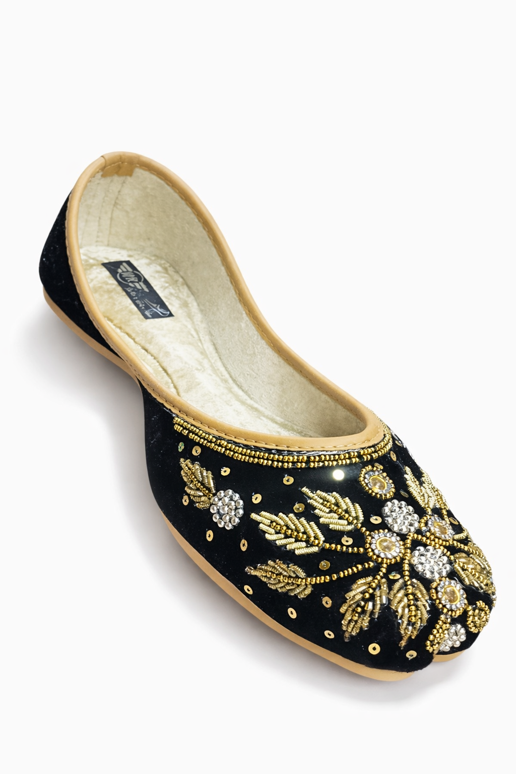 Black Velvet Hand-Embroidered Punjabi Jutti for Women – Ethnic Party Wear Flats