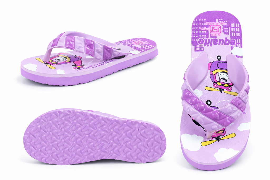 Kids Blue & Green Cartoon Printed Flip Flops – Lightweight Comfortable Daily Wear Slippers