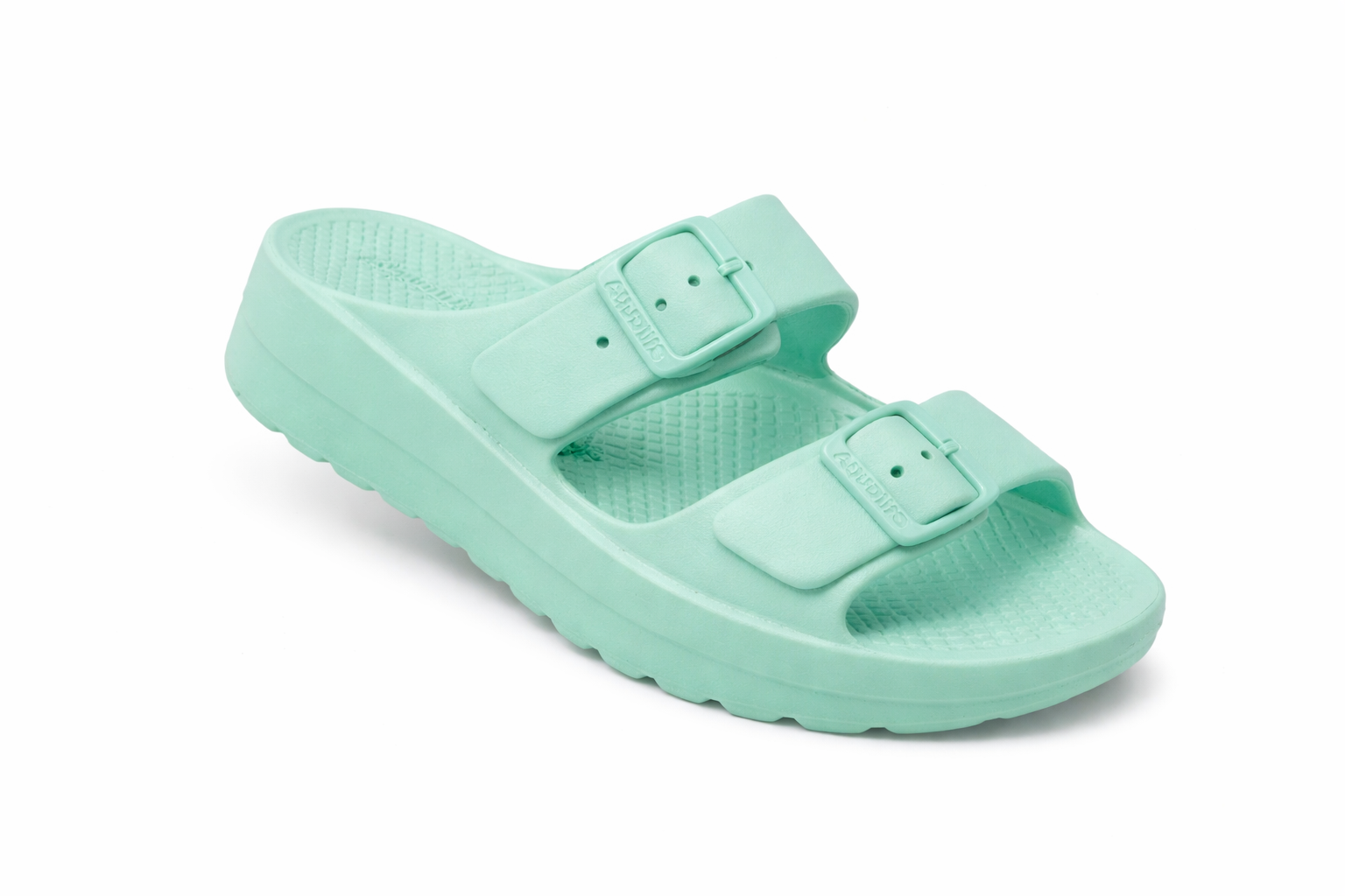 Mint Green Double Strap Platform Slippers for Women