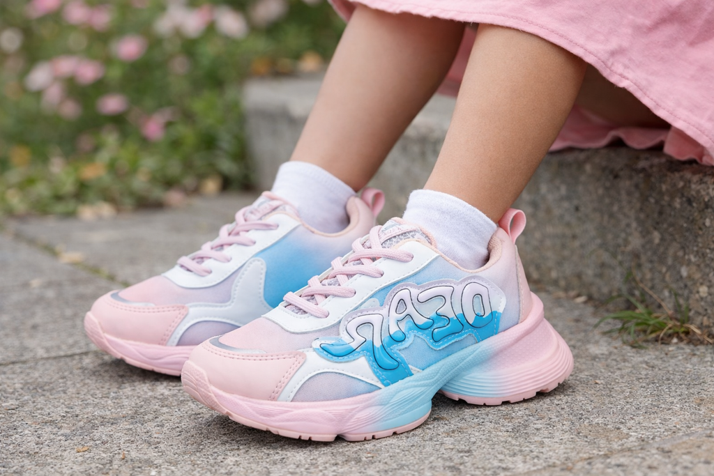 Girls Fashion Sports Sneakers – Pink & Blue Gradient Casual Shoes