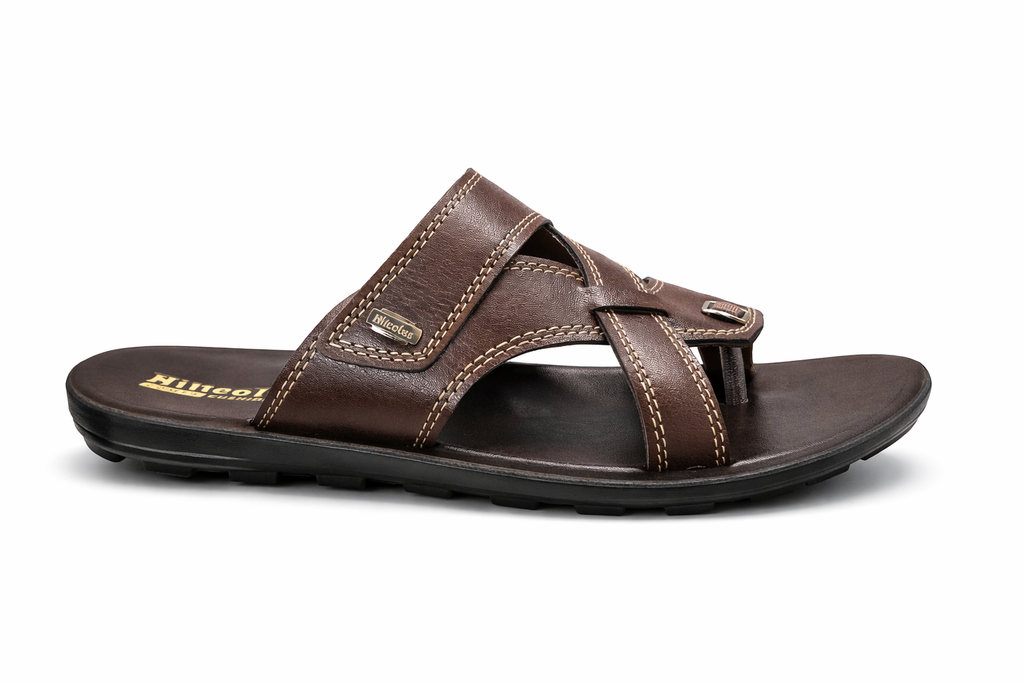 Men’s Premium Black Comfort Sandals – Stylish Cross Strap Casual Slip-On with Cushioned Sole