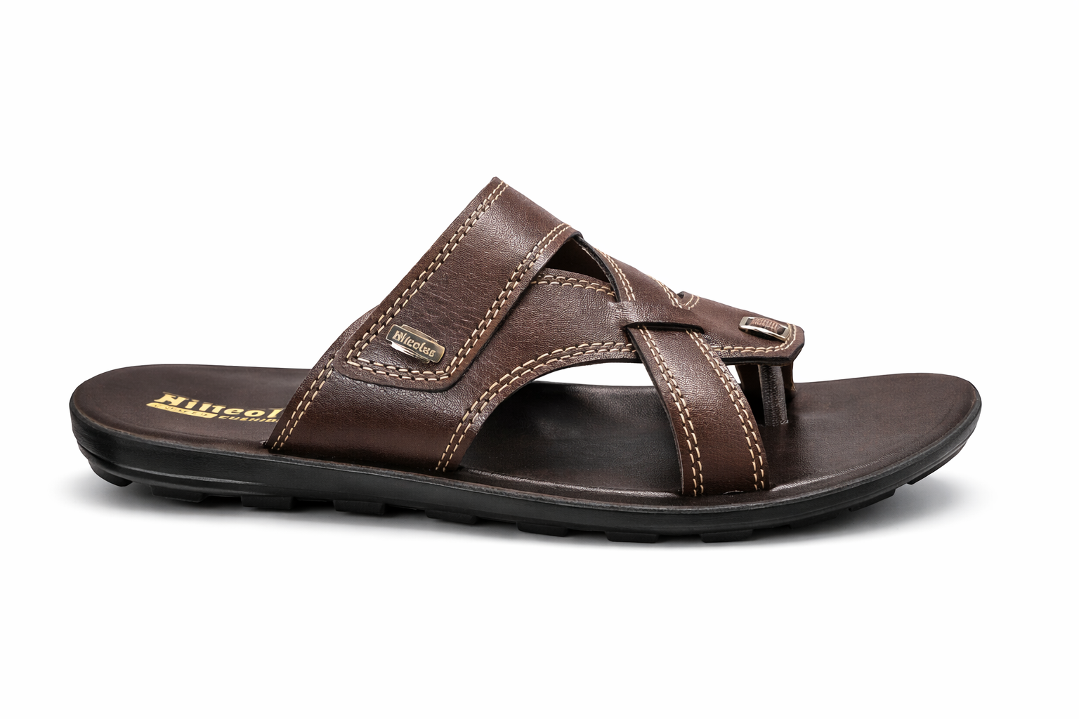 Men’s Premium Black Comfort Sandals – Stylish Cross Strap Casual Slip-On with Cushioned Sole