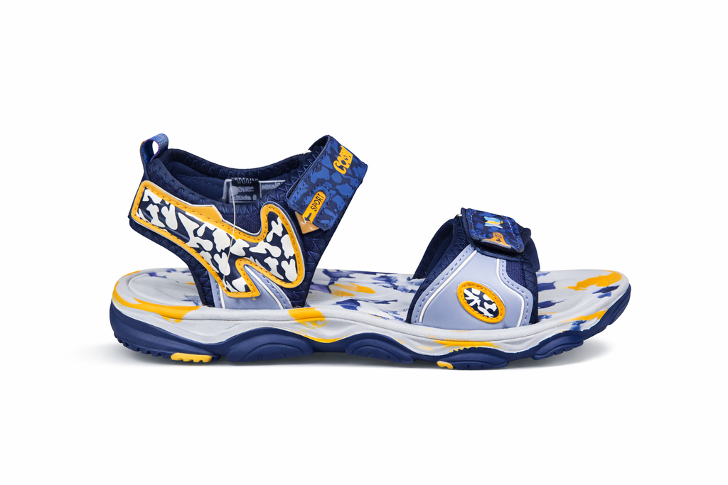 Kids Blue & Yellow Sports Sandals with Adjustable Velcro Straps