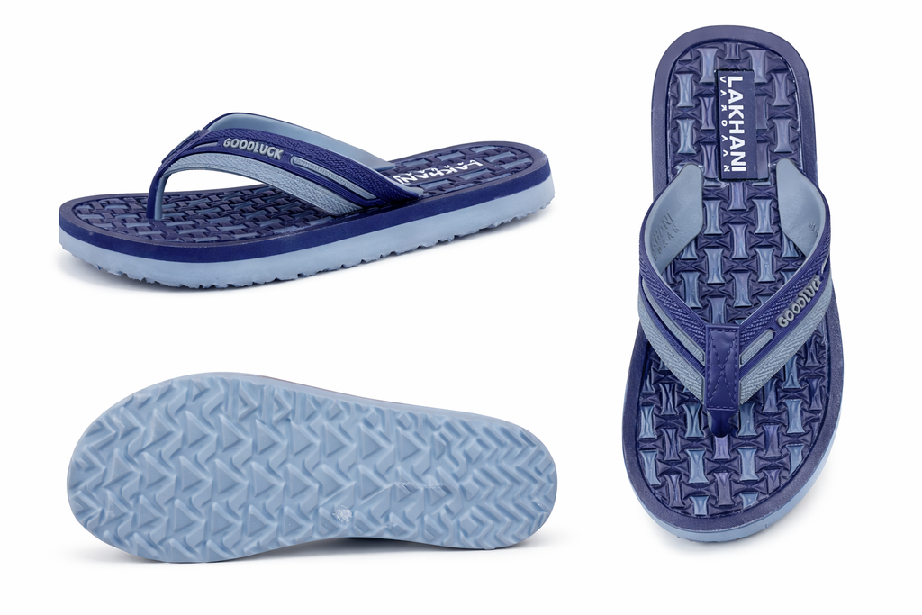 Lakhani Goodluck  Green & Orange Flip Flops – Comfortable Lightweight Daily Wear Slippers